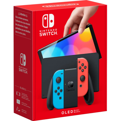 Nintendo Switch OLED - Neon Rød & Blå - GamingButikken.no