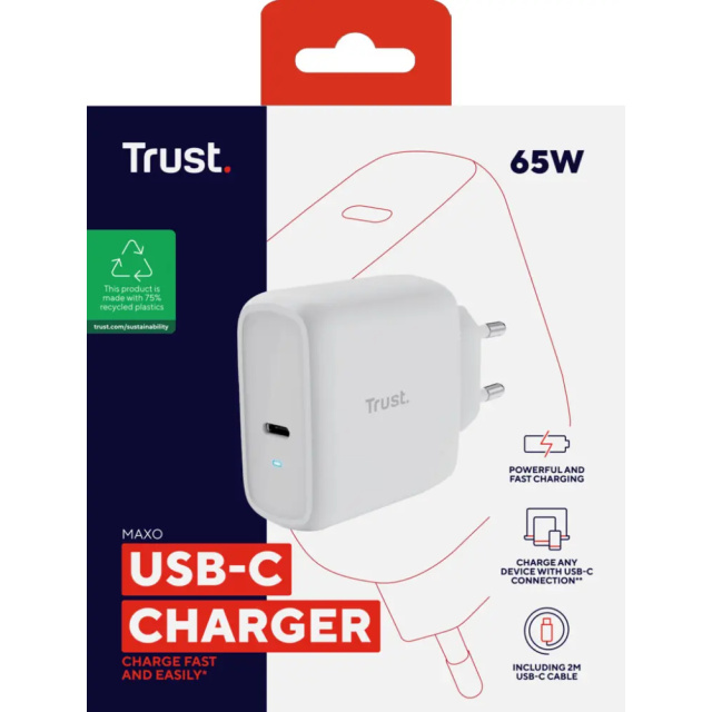 Trust Maxo 65W USB-C Lader - Hvit - Bilde 1