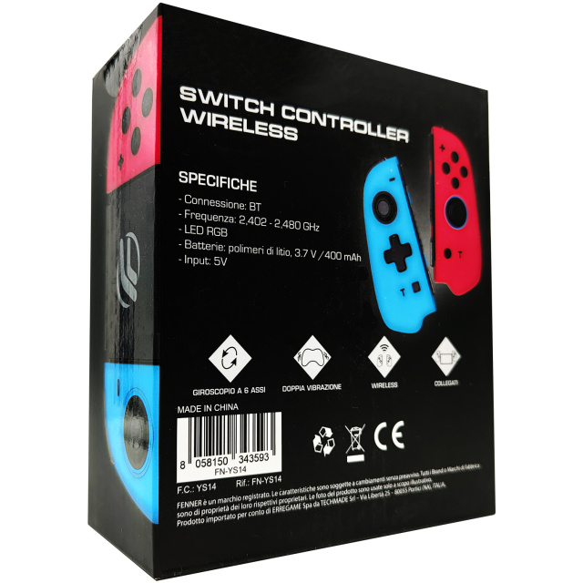 Fenner Trådløs Joycon-kontroller Nintendo Switch - Rød/Blå - Bilde 2